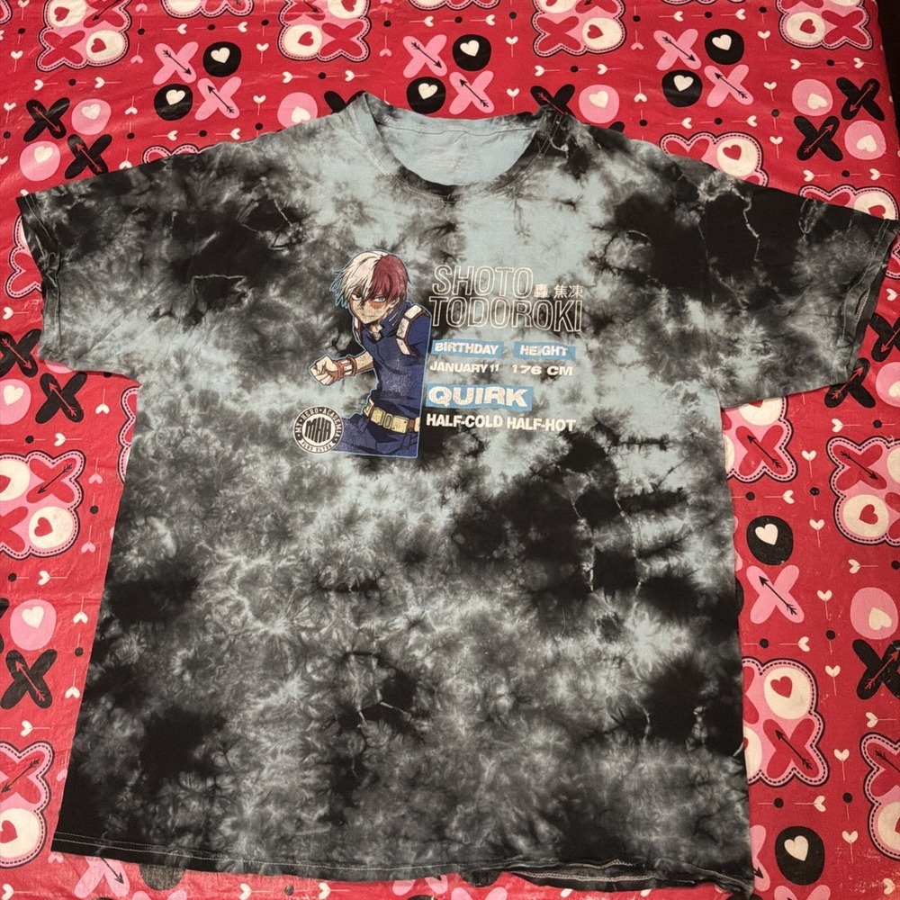 Shoto Todoroki My Hero Academia Japanese Anime Tie Dye T-Shirt X-Large‎ Vintage